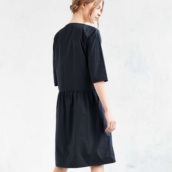 NWT OBJECTS WITHOUT MEANING URBAN OUTFITTERS DROP-WAIST MIDI DRESS S NAVY BLUE - Picture 2 of 12